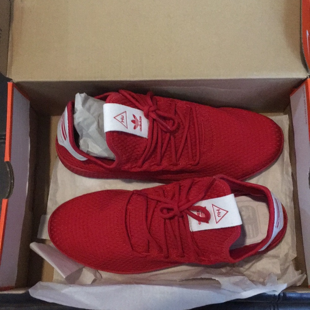Red adidas shoes!